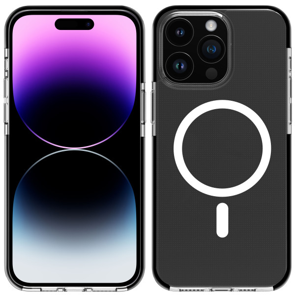 Funda muvit recycletek magsafe shockproof 3m para apple iphone 15 pro max transparente - negra M 3