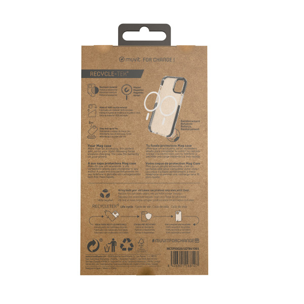 Funda muvit recycletek magsafe à prova de choque 3m para iphone de maçã 14 transparente plus - preto M 6