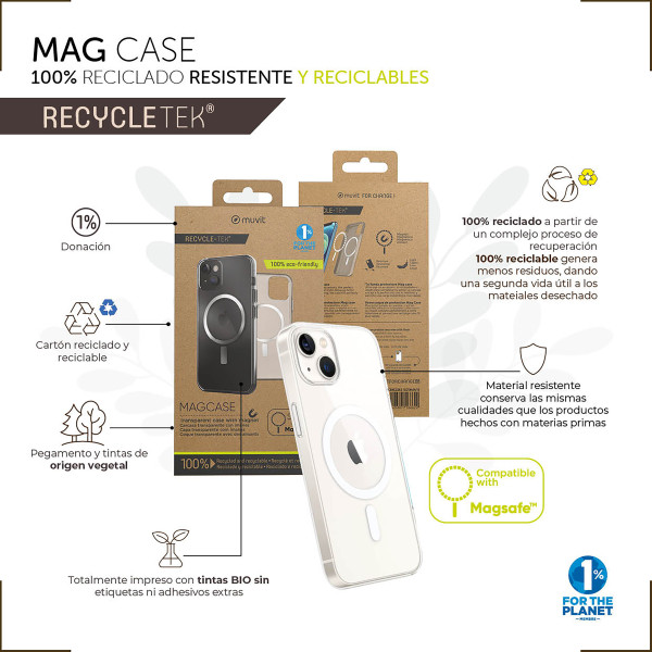 Funda muvit recycletek magsafe para apple iphone 14 pro max transparente M 3
