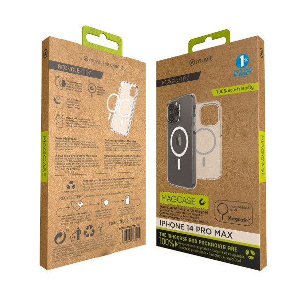 Funda muvit recycletek magsafe para apple iphone 14 pro max transparente M 6