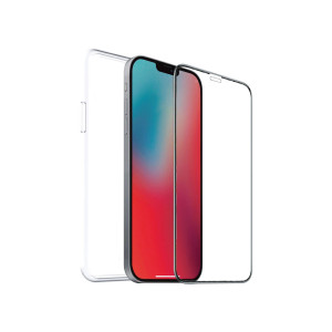 Capa Muvit para iPhone 12 - 12 pro + protetor de tela de vidro temperado plano moldura preta H