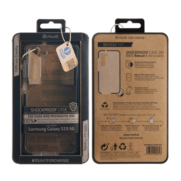 Capa muvit à prova de choque de 2 m para Samsung Galaxy S23 5g transparente M 3