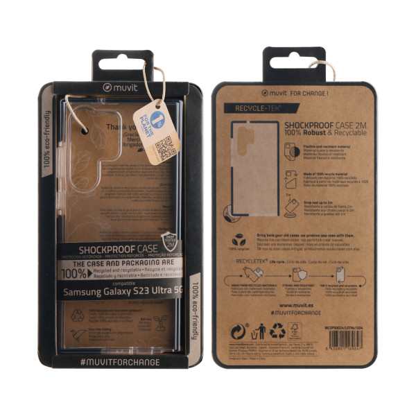 Capa Muvit à prova de choque de 2 m para Samsung Galaxy S23 Ultra 5G transparente M 3