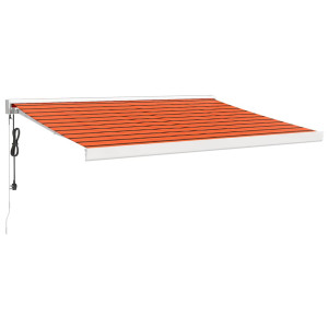 Toldo retráctil aluminio y tela naranja y marrón 3.5x2.5 m H