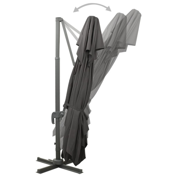 Guarda-sol de jardim cantilever toldo duplo 400x300cm antracite M 5