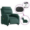 Sillón reclinable de masaje eléctrico terciopelo verde oscuro 5