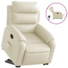 Sillón reclinable elevable eléctrico de cuero sintético crema 2