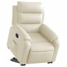 Sillón reclinable elevable eléctrico de cuero sintético crema 3