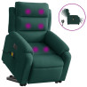Sillón masaje reclinable elevable terciopelo verde oscuro 2