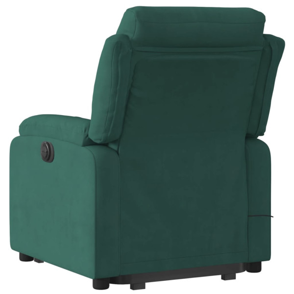 Sillón masaje reclinable elevable terciopelo verde oscuro M 5