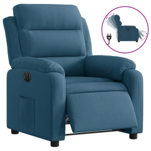 Sillón reclinable eléctrico terciopelo azul H