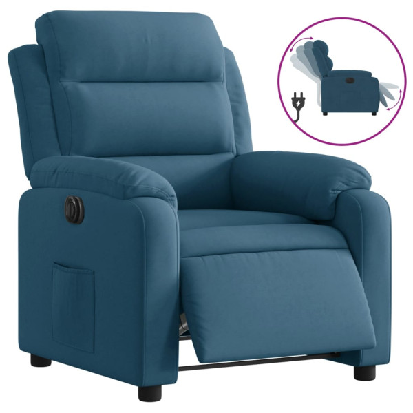 Sillón reclinable eléctrico terciopelo azul M 2
