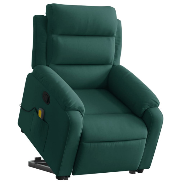 Sillón reclinable de masaje elevable terciopelo verde oscuro M 3