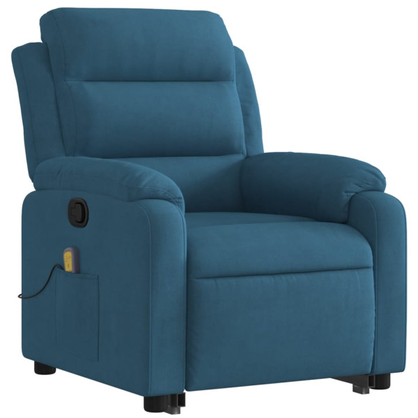 Sillón reclinable de masaje elevable terciopelo azul M 3