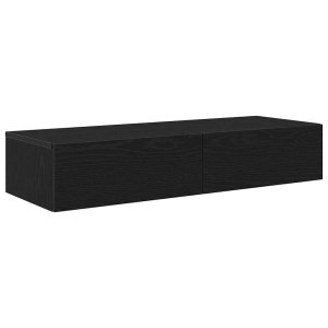 Estante de pared con cajones de madera contrachapada negro H