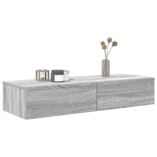 Estante de pared con cajones madera contrachapada sonoma gris M 3