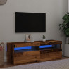 Mueble TV luces LED madera ingeniería envejecida 120x35x40 cm 1