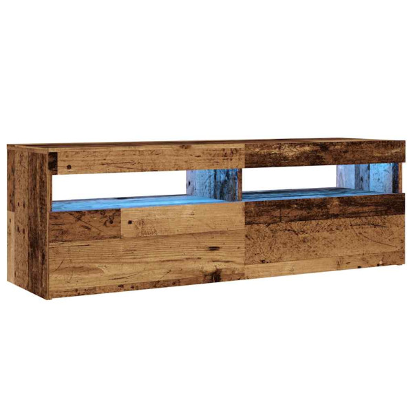 Mueble TV luces LED madera ingeniería envejecida 120x35x40 cm M 3