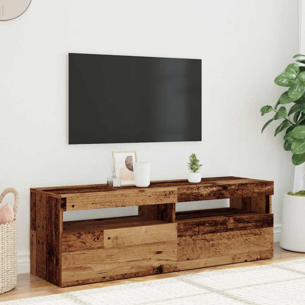 Mueble TV luces LED madera ingeniería envejecida 120x35x40 cm M 4
