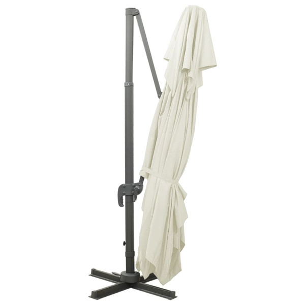 Guarda-sol de jardim cantilever c/ toldo duplo 400x300 cm areia M 5