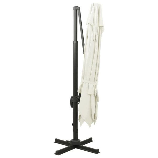 Guarda-sol de jardim cantilever c/ toldo duplo 300x300 cm areia M 5