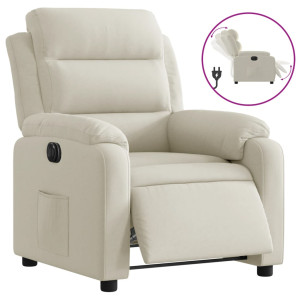 Sillón reclinable eléctrico de terciopelo blanco crema H