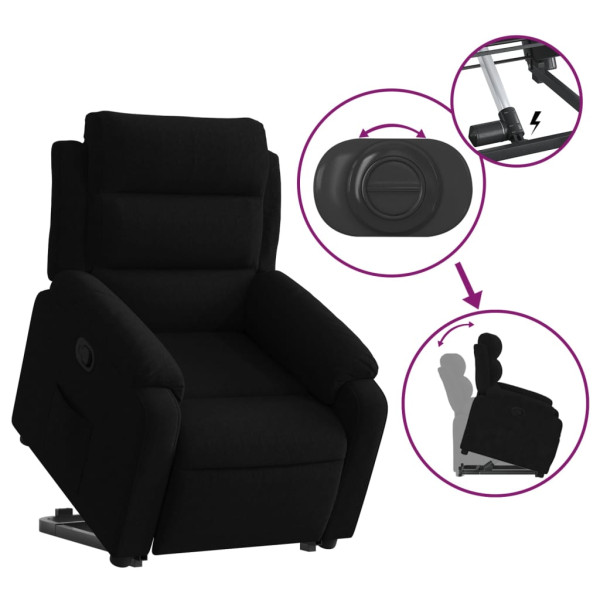 Sillón reclinable elevable terciopelo negro M 5