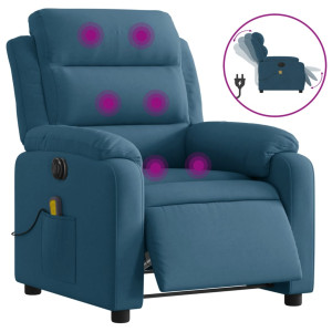 Sillón reclinable de masaje eléctrico terciopelo azul H