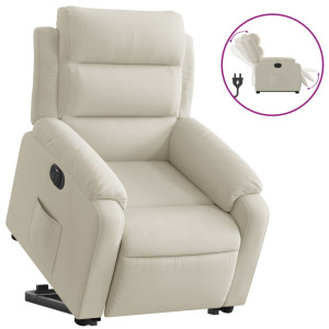 Sillón eléctrico reclinable elevable de terciopelo crema H
