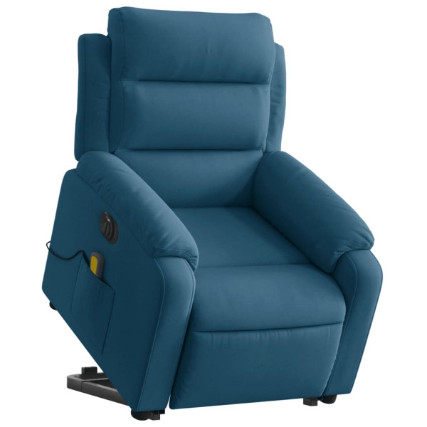 Sillón reclinable de masaje eléctrico elevable terciopelo azul M 3