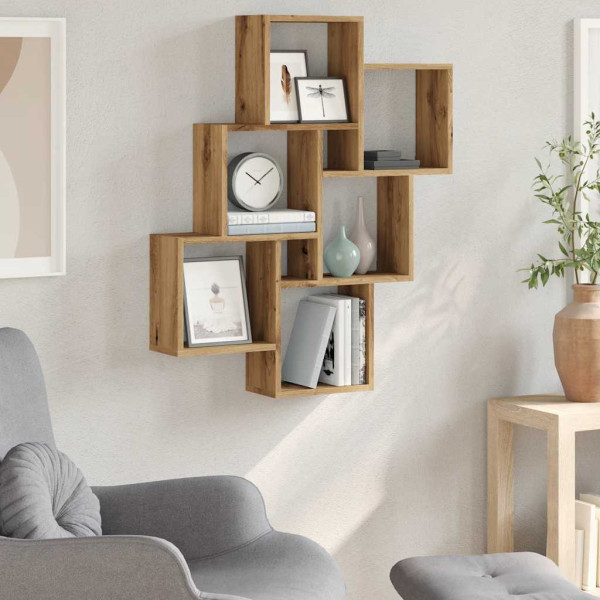 Estante cubo pared madera ingeniería roble artisan 78x15x93 cm M 3