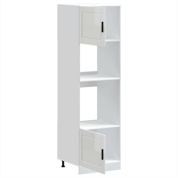 Armários forno 2pcs Porto derivados de madeira branco brilhante M 5