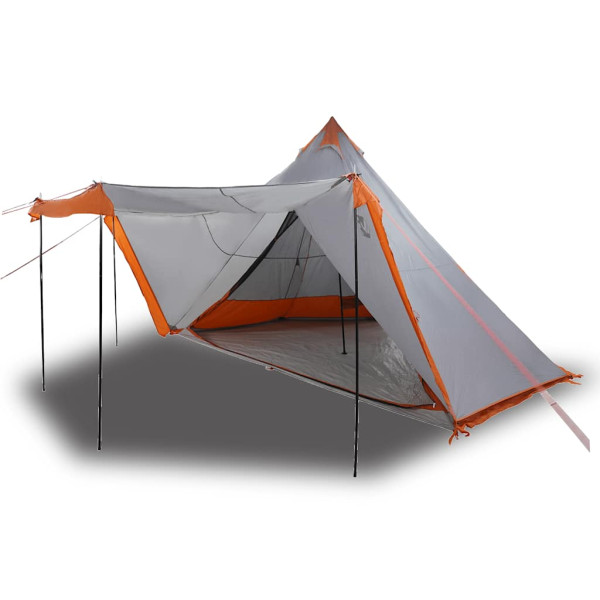 Tenda familiar tipi para 8 pessoas impermeável cinza/laranja M 2