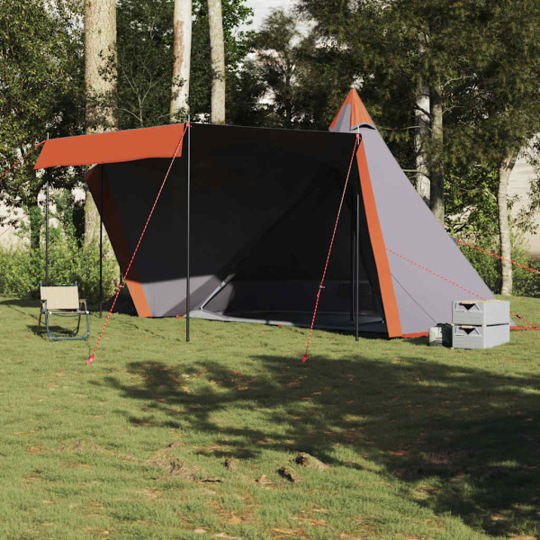 Tienda familiar tipi para 6 personas impermeable gris naranja M 3