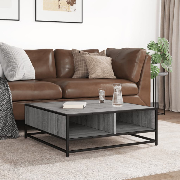 Mesa de centro madera ingeniería metal gris Sonoma 80x80x30 cm M 3