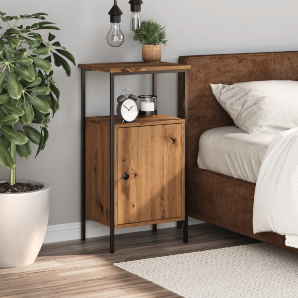 Mesita de noche madera de ingeniería roble artisan 41x31x80 cm M 3