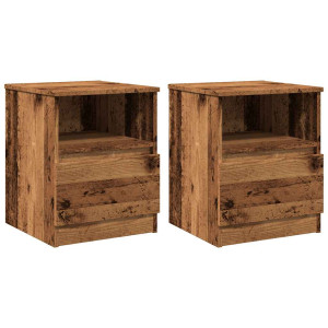 Mesa de cabeceira 2 pcs 40x40x50cm deriv. madeira madeira velha H