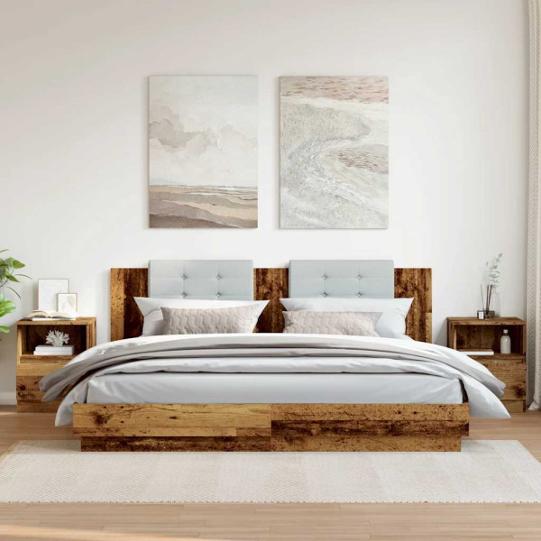 Mesa de cabeceira 2 pcs 40x40x50cm deriv. madeira madeira velha M 3