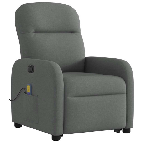 Sillón de masaje eléctrico reclinable elevable tela gris oscuro M 4