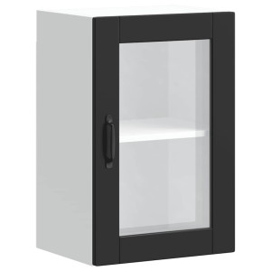 Armario de pared para cocina con puerta de cristal Porto negro H