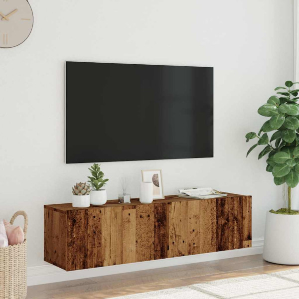Mueble de TV de pared madera ingeniería envejecida 120x30x30 cm M 3