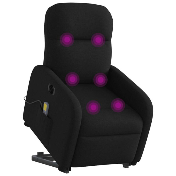 Sillón de masaje eléctrico reclinable elevable tela negro M 3