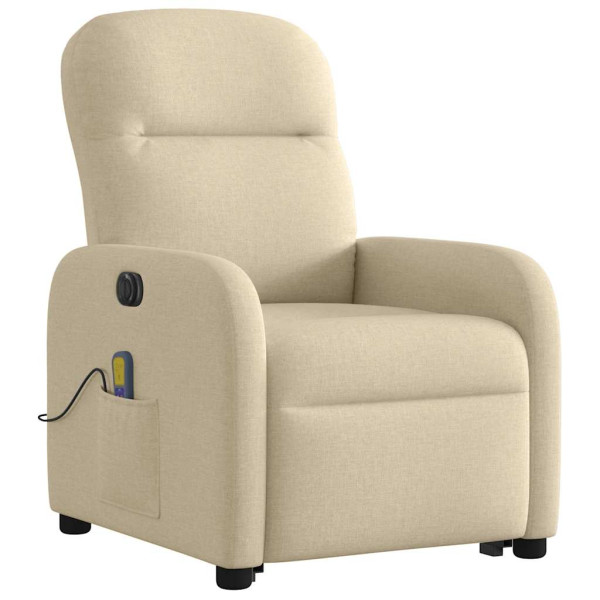 Sillón de masaje eléctrico reclinable elevable tela crema M 4