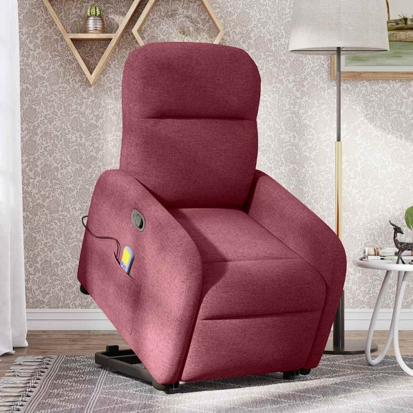 Poltrona de massagens reclin. elevatória tecido vermelho tinto M 2