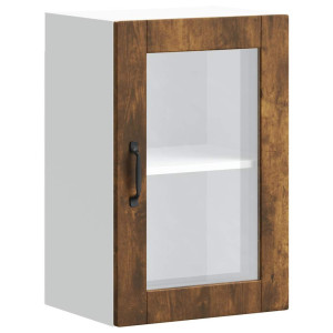 Armario de pared para cocina puerta cristal Porto roble ahumado H