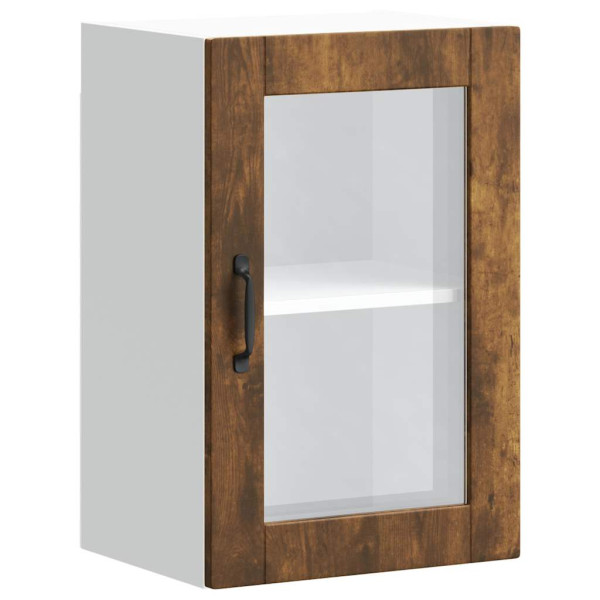 Armario de pared para cocina puerta cristal Porto roble ahumado M 2