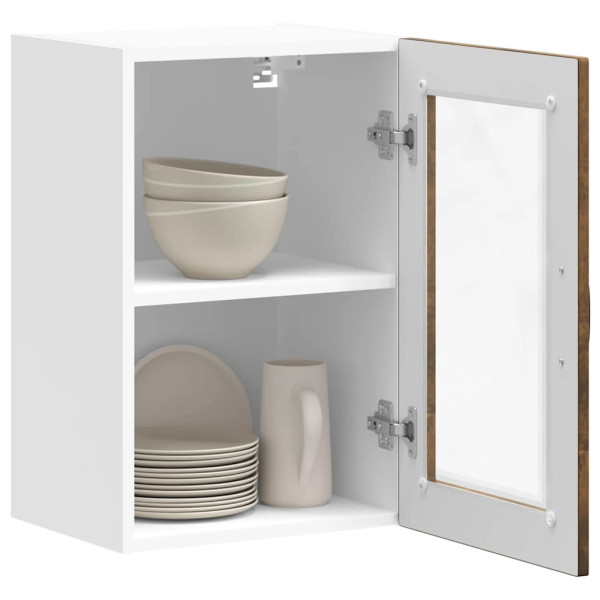 Armario de pared para cocina puerta cristal Porto roble ahumado M 5
