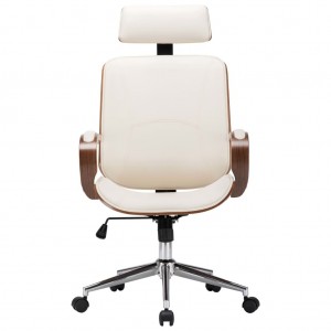 Silla oficina con reposacabezas cuero sintético madera crema H