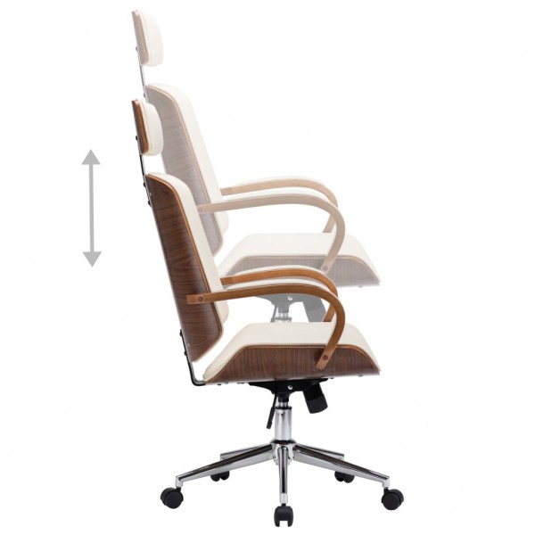 Silla oficina con reposacabezas cuero sintético madera crema M 4