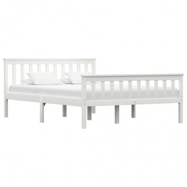 Estructura de cama de madera de pino maciza blanca 140x200 cm D